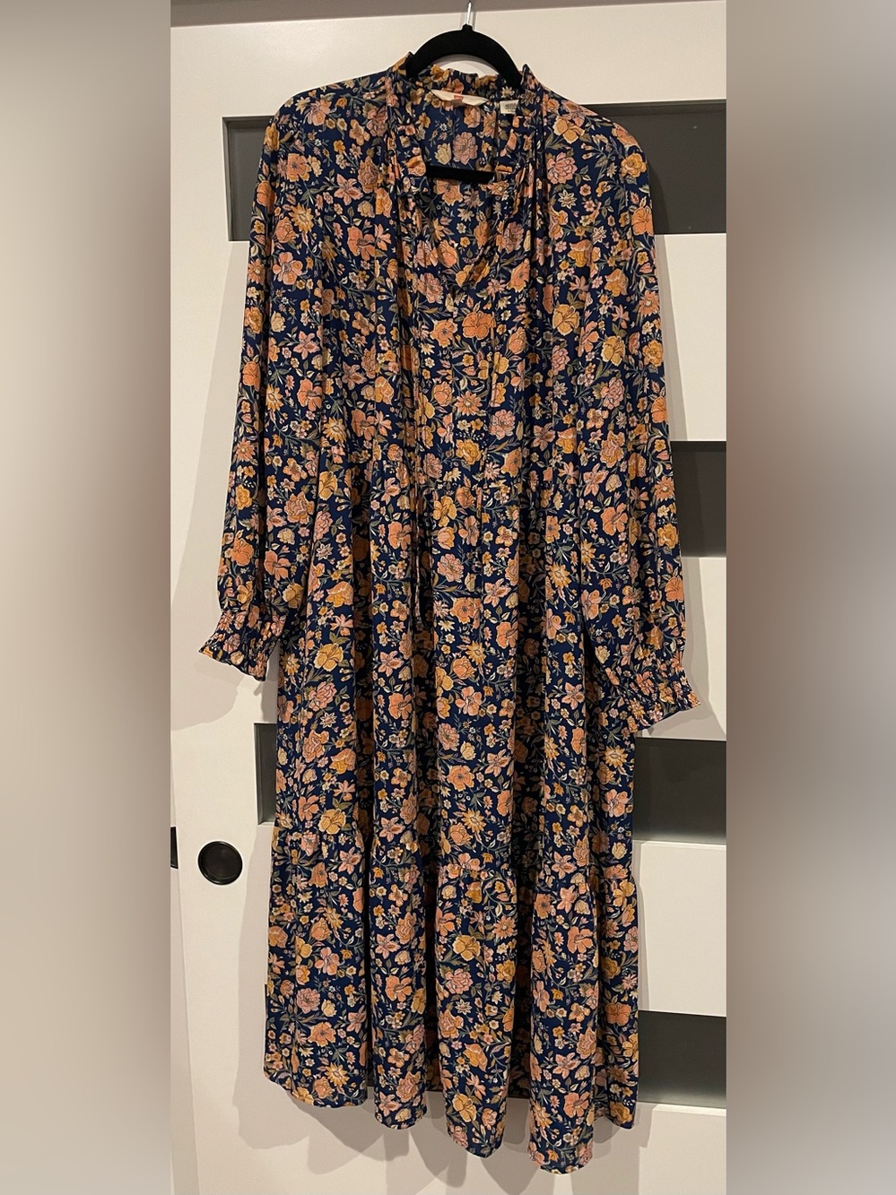 Levi's Navy Midi Dress with Peach Floral Print